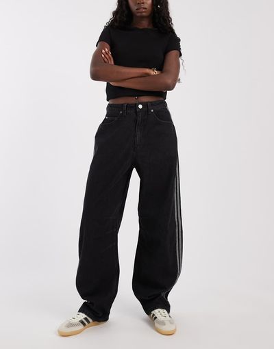 adidas Originals adidas Originals barrel leg denim jeans in black