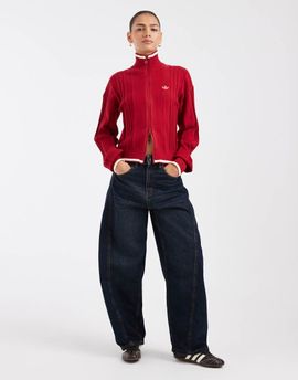 adidas Originals adidas Originals cable knit polo sweatshirt in red