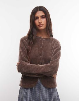adidas Originals adidas Originals chenille cardigan in brown