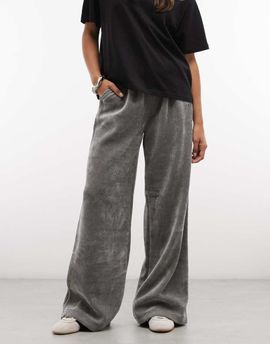 adidas Originals adidas Originals chenille wide leg pants in gray