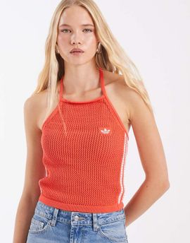 adidas Originals adidas Originals crochet halter top in lucid red