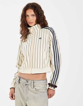 adidas Originals adidas Originals Firebird pinstripe reversible acket in warm vanilla and navy-Neutral