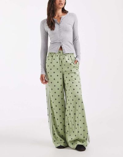 adidas Originals adidas Originals Firebird polka dot track pants in lime-Green