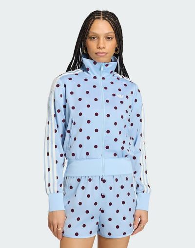 adidas Originals adidas Originals Firebird polka dot track top in blue and burgundy