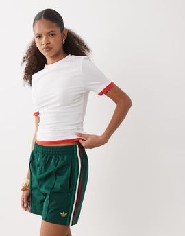 adidas Originals adidas Originals Firebird shorts in dark green and red