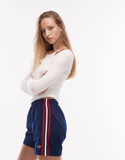 adidas Originals adidas Originals Firebird shorts in navy with red detailing