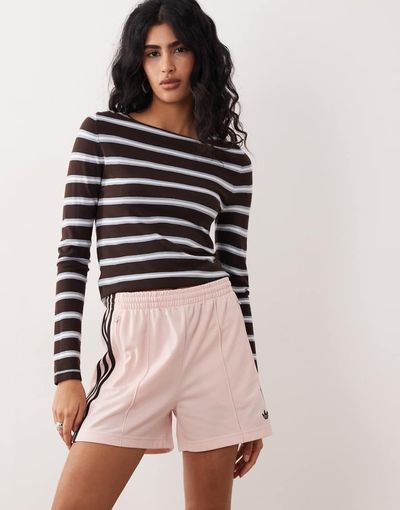 adidas Originals adidas Originals Firebird shorts in pink and brown