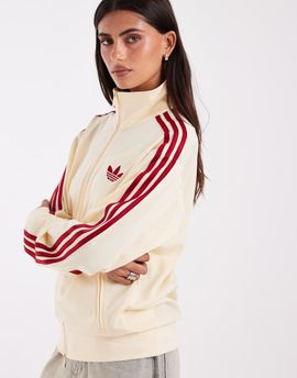 adidas Originals adidas Originals Firebird track jacket in warm vanilla and red-Neutral