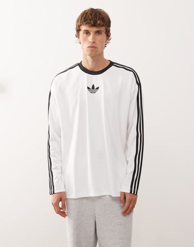 adidas Originals adidas Originals jacquard long sleeve jersey in white and black