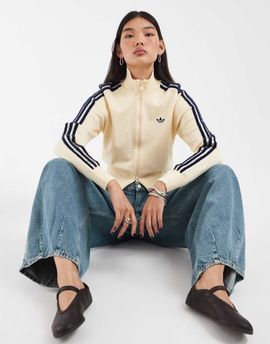 adidas Originals adidas Originals knit firebird track top in off white