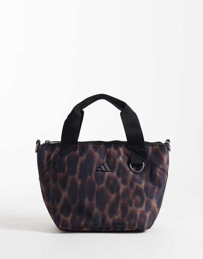 adidas Originals adidas Originals mini tote bag in leopard print-Brown