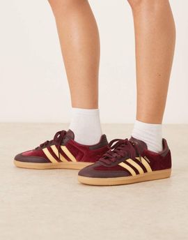 adidas Originals adidas Originals Samba OG sneakers in velvet burgundy and yellow-Red