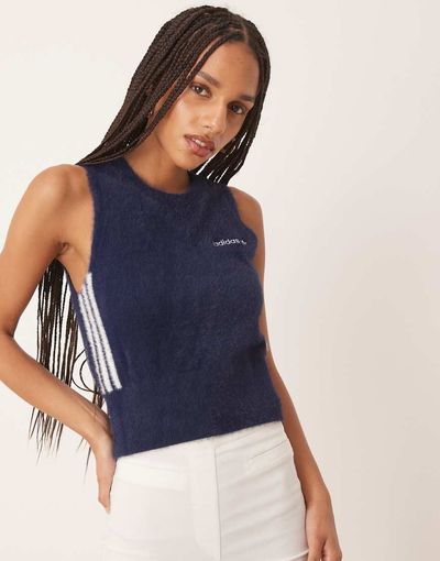 adidas Originals adidas Originals Sport fluffy tank top in navy