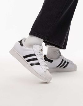 adidas Originals adidas Originals Superstar II sneakers in white and snake-print black