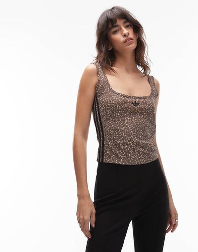 adidas Originals adidas Originals tank top in giraffe print-Gray