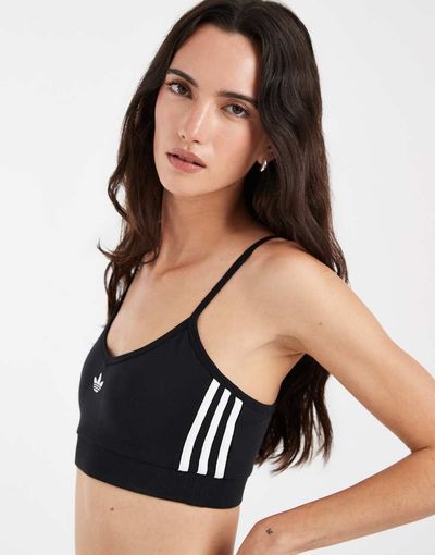 adidas Originals adidas Originals three stripe bralette in black and white