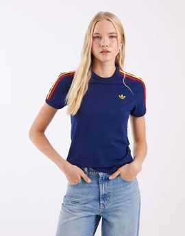 adidas Originals adidas Originals three stripe t-shirt in blue