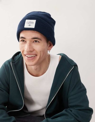 adidas Originals adidas Originals Unisex waffle knit beanie in navy