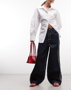 adidas Originals adidas Originals wide leg jeans in dark indigo-Blue