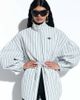 adidas Originals x ASOS adidas Originals x ASOS funnel neck shirt with volume sleeves in blue stripes - 1