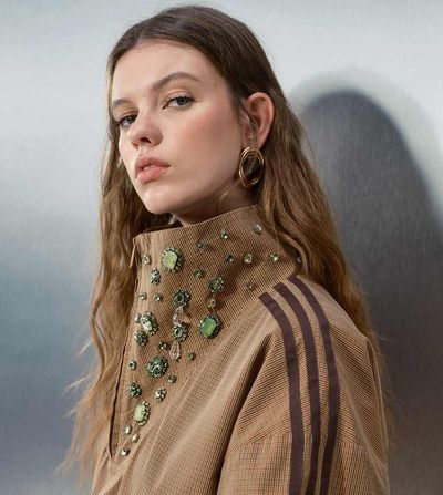 adidas Originals x ASOS adidas Originals x ASOS overhead track jacket in brown check with embellishment