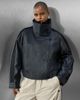 adidas Originals x ASOS adidas Originals x ASOS oversized leather jacket with funnel neck and rib detail in black - 2