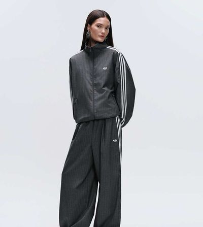 adidas Originals x ASOS adidas Originals x ASOS oversized track jacket in gray pin stripe