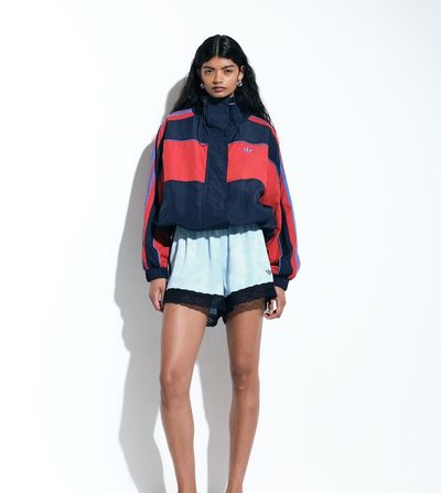 adidas Originals x ASOS adidas Originals x ASOS oversized track jacket in navy color block nylon