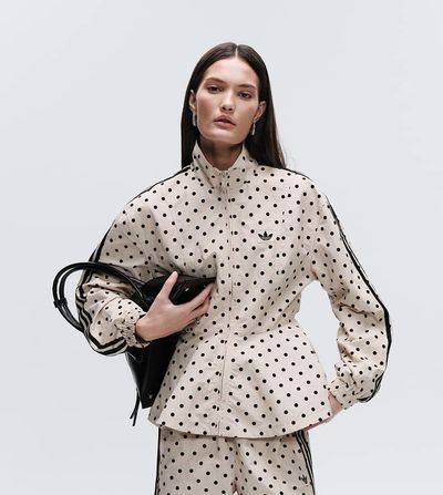 adidas Originals x ASOS adidas Originals x ASOS regular fit polka dot track jacket in stone-Neutral