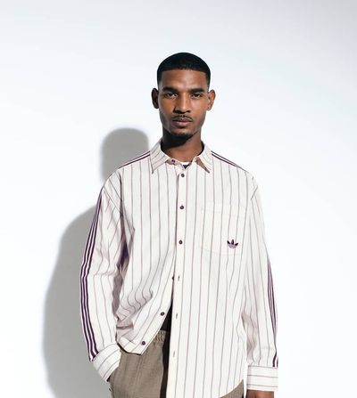 adidas Originals x ASOS adidas Originals x ASOS shirt in burgundy stripes-Neutral