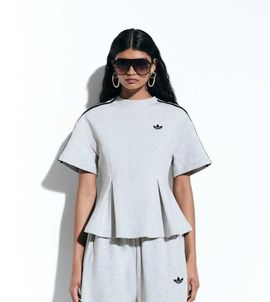 adidas Originals x ASOS adidas Originals x ASOS t-shirt with waist detail in gray sweatshirt fabric