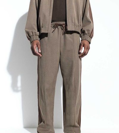 adidas Originals x ASOS adidas Originals x ASOS wide leg track pants in brown plaid-Neutral