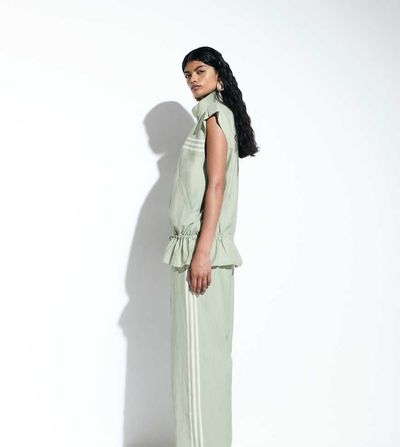 adidas Originals x ASOS adidas Originals x ASOS wide leg track pants in sage-Green