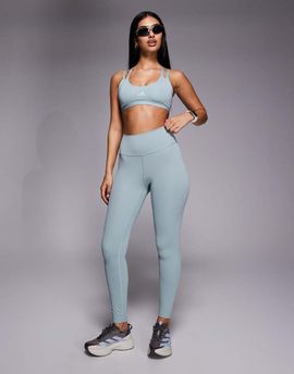 adidas performance adidas Training ribbed leggings in sage green-Blue