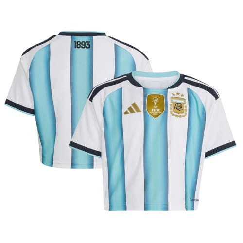 adidas Women's adidas  White Argentina National Team FIFA x World Cup 2022 Winners Home Cropped Replica Jersey 