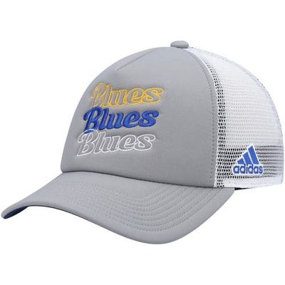 adidas Women's adidas Gray/White St. Louis Blues Foam Trucker Snapback Hat 