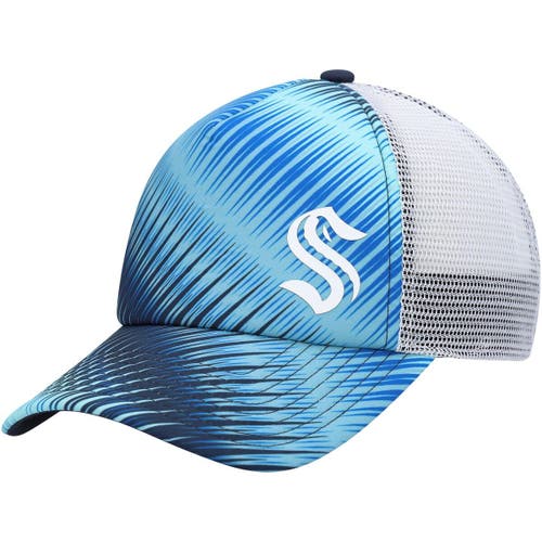 adidas Women's adidas Light Blue/White Seattle Kraken Graphic Foam Trucker Snapback Hat 
