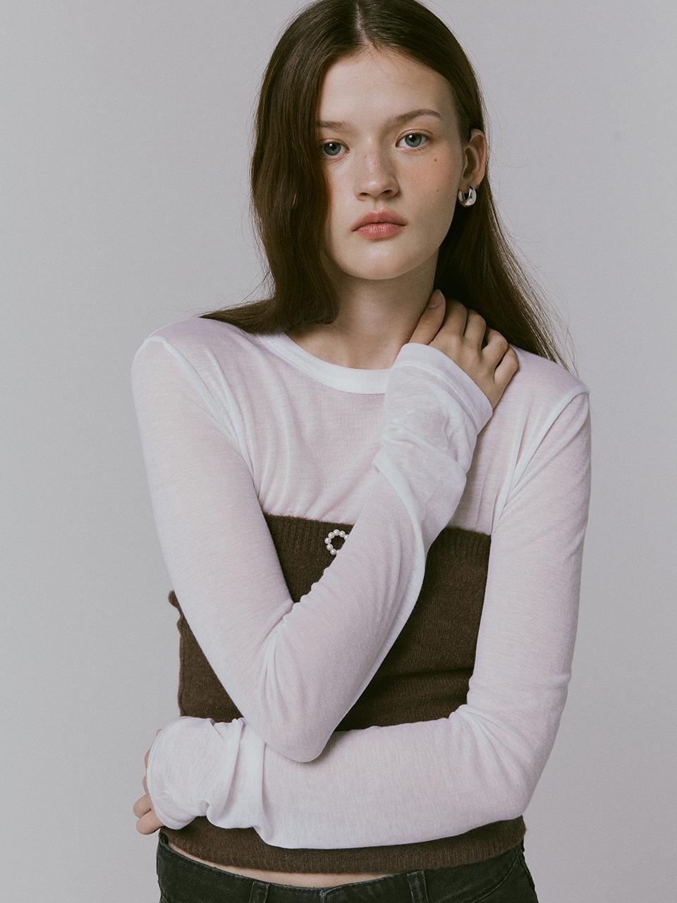 adit Logo wool knit tube top_brown