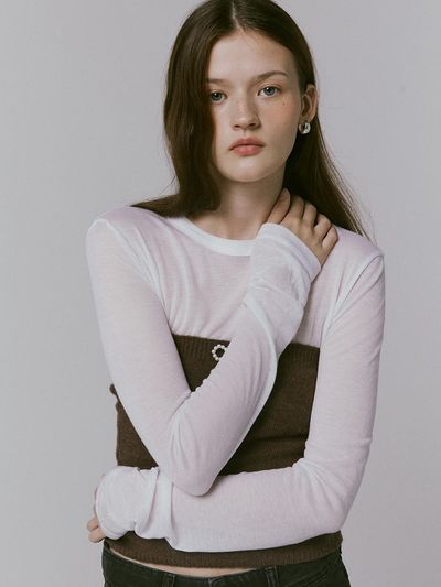 adit Logo wool knit tube top_brown