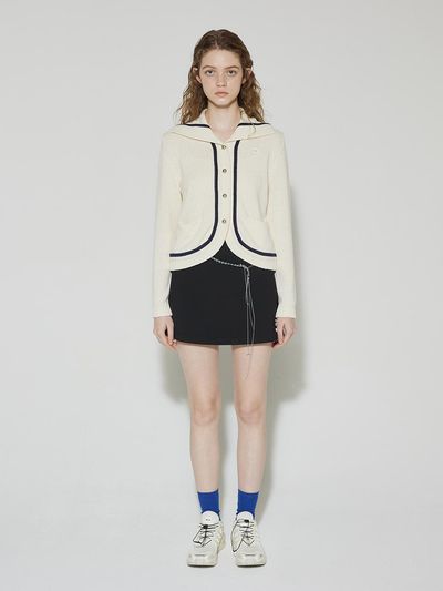 adit open collar cardigan_Light Beige