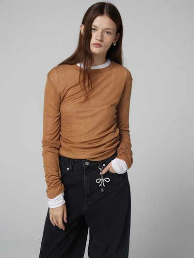 adit Side sirring long sleeve t-shirt_dark beige