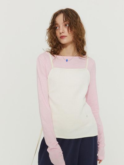 adit Waffle open back top_light beige