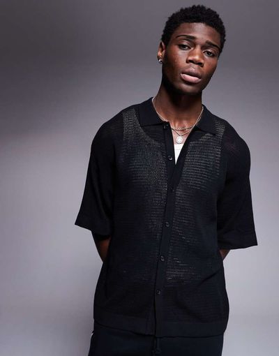 ADPT ADPT crochet shirt in black