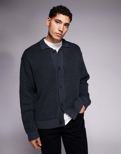 ADPT ADPT knit cardigan with collar in gray