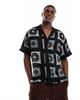 ADPT ADPT oversized camp collar shirt with bandana print in black - 1