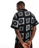 ADPT ADPT oversized camp collar shirt with bandana print in black - 3