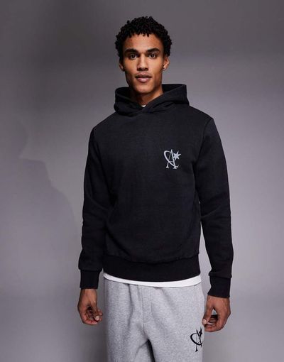 ADPT ADPT oversized hoodie with star logo in washed black