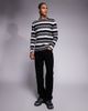ADPT ADPT oversized long sleeve t-shirt in gray stripes-White - 2