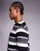 ADPT ADPT oversized long sleeve t-shirt in gray stripes-White - 4
