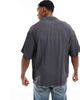 ADPT ADPT oversized revere collar shirt in gray - 4